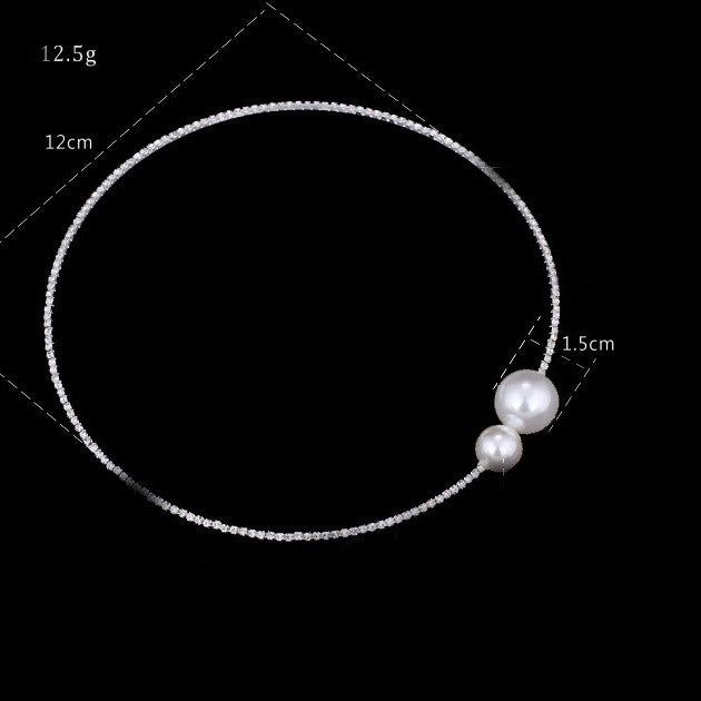 Sier Plated Pearl Circle Korean Style Fresh Neck Collar