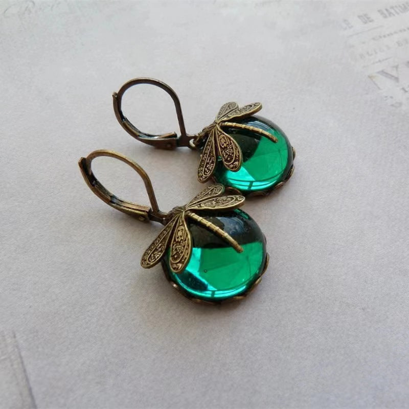 Women's Sea Rao Vintage Dragonfly Pattern Distressed Earrings