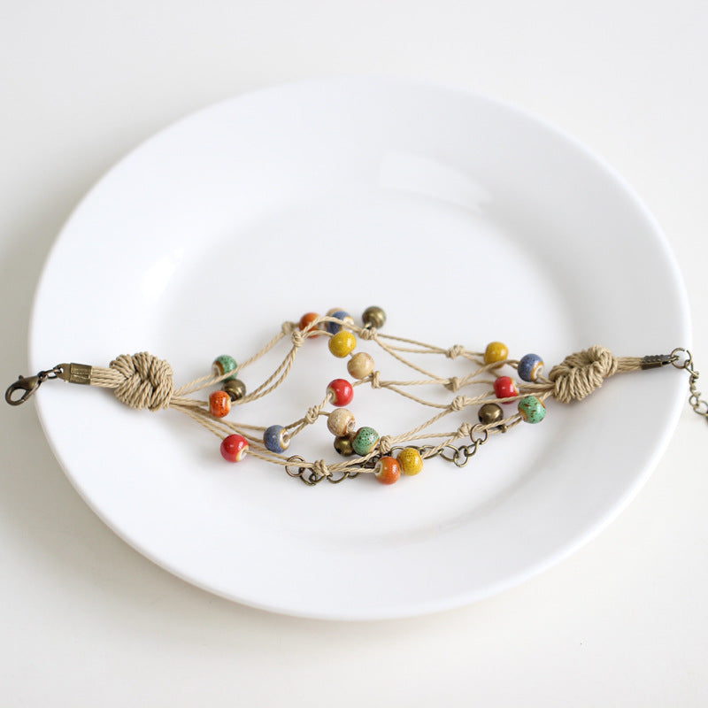 Women's Flower Glaze Color Beads Bohemian Style Fashion Bracelets