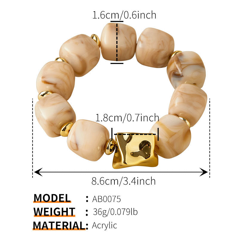 Blooming Vintage Handmade Dopamine Creative Elastic String Oval Geometric Square Bracelets