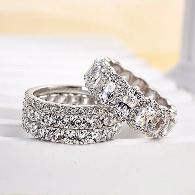 Shi Female Twin Style Inlaid High-grade Rings