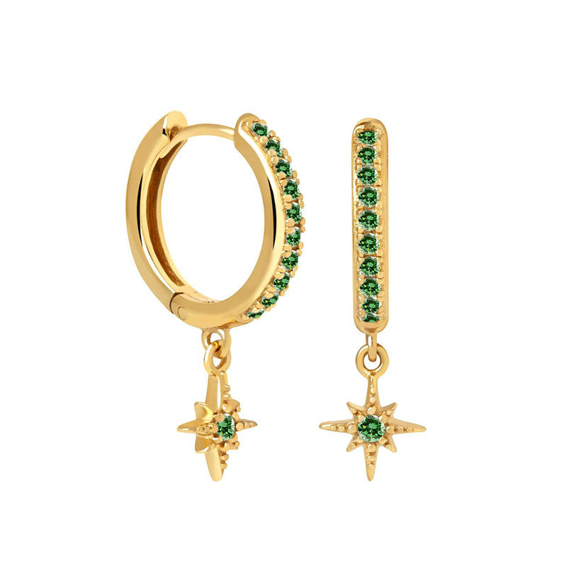 Women's Sier Octagonal Star For Twinkling Little Sun Ear Stud Earrings