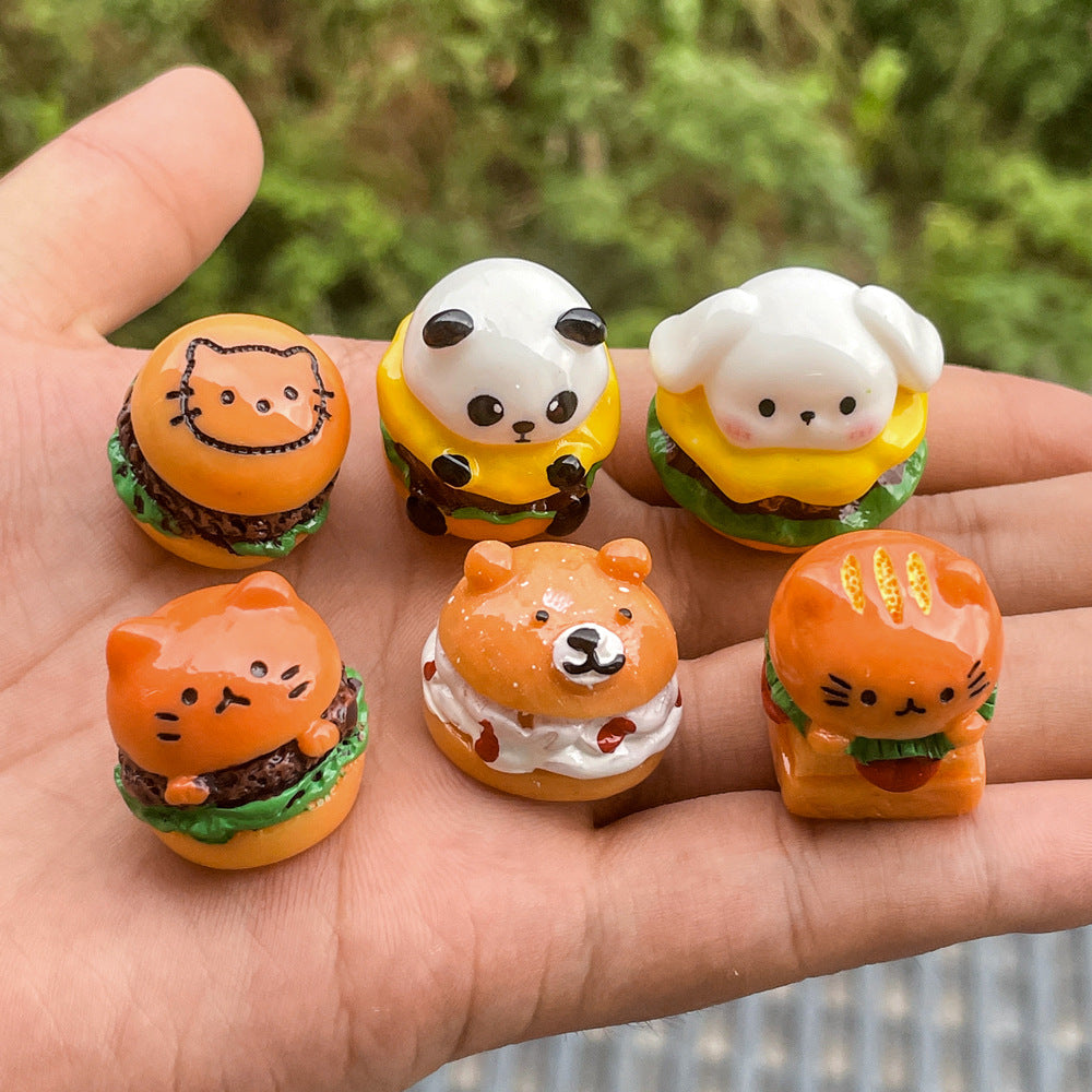 Toy Panda Hamburger Cat Head Pizza Resin Jewelry Accessories