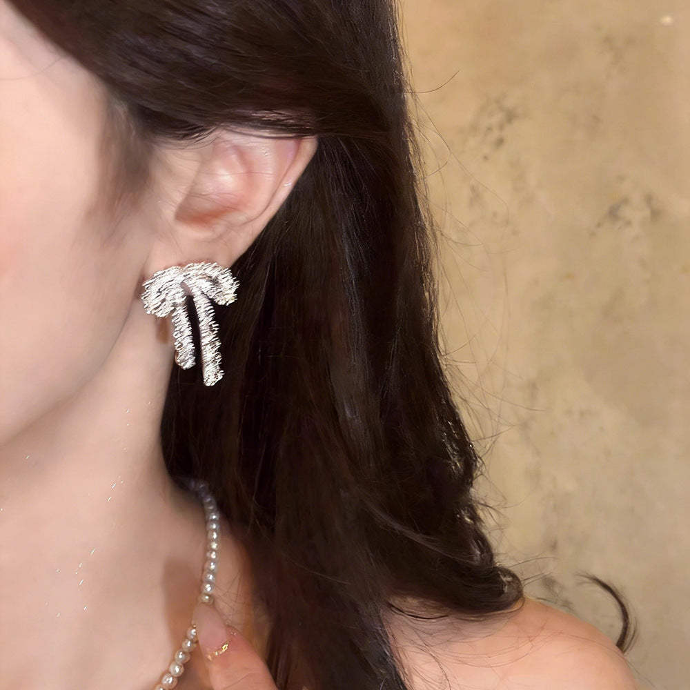 Women's Super Fairy Bow Tassel Long Rhinestone Light Luxury Niche Earrings