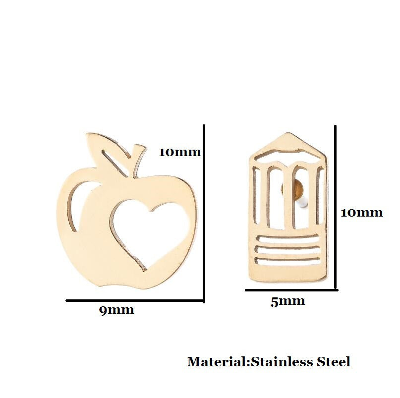 Summer Fruit Ear Fashion Stainless Steel Simple Cherry Apple Strawberry Stud Earrings