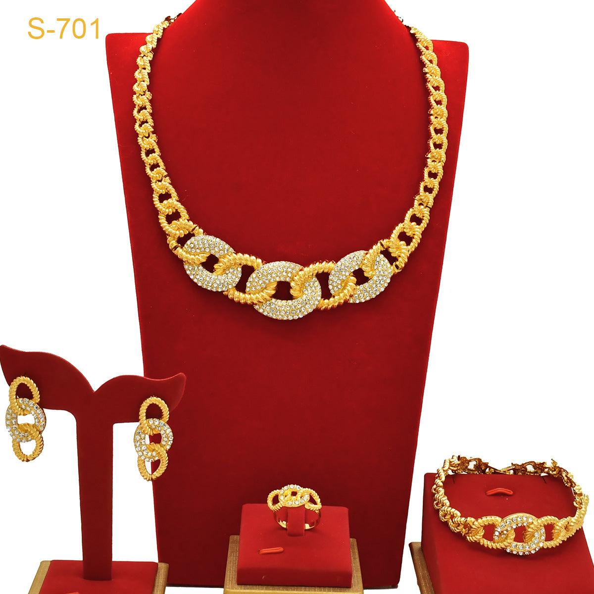 Glamorous Gold Bridal Indian Nigeria Batch Jewelry Set