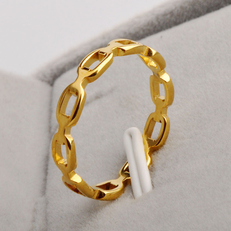 Women's Thin Korean Style Titanium Steel Gold Rings