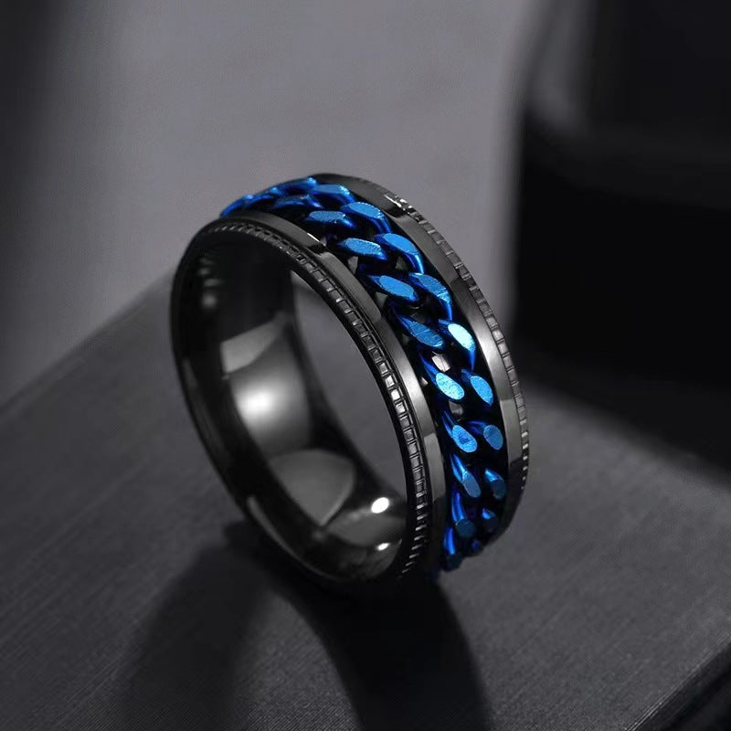 Men's Steel Chain Rotating Titanium Does Not Ring