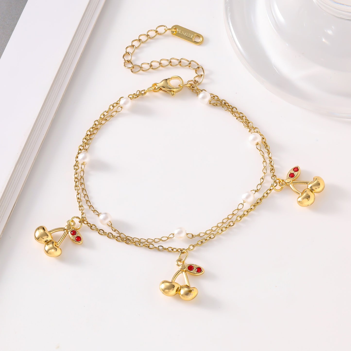 Steel Cherry Strawberry Crab Dolphin Turtle Fashion Inlaid Bracelets