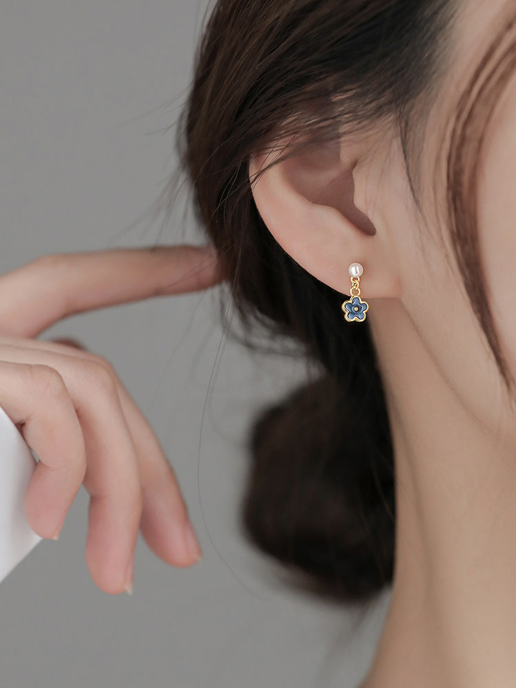 Sier Flower Ear Female Design Light Earrings