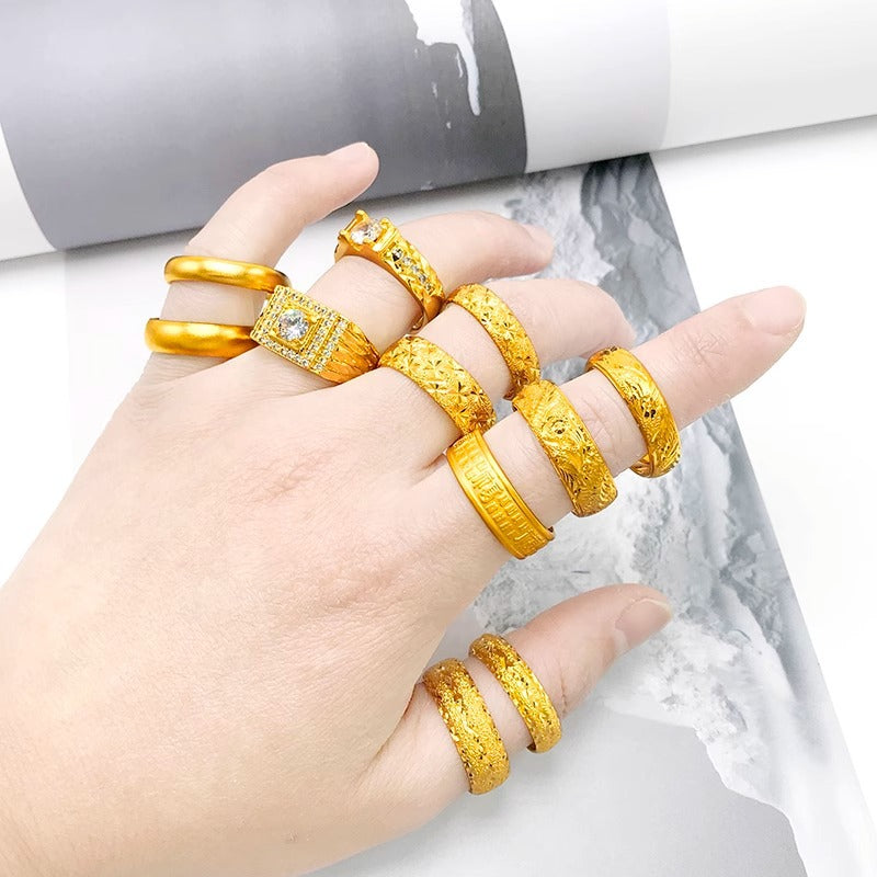 Men's Of Alluvial Gold Glossy Starry Meteor Rings