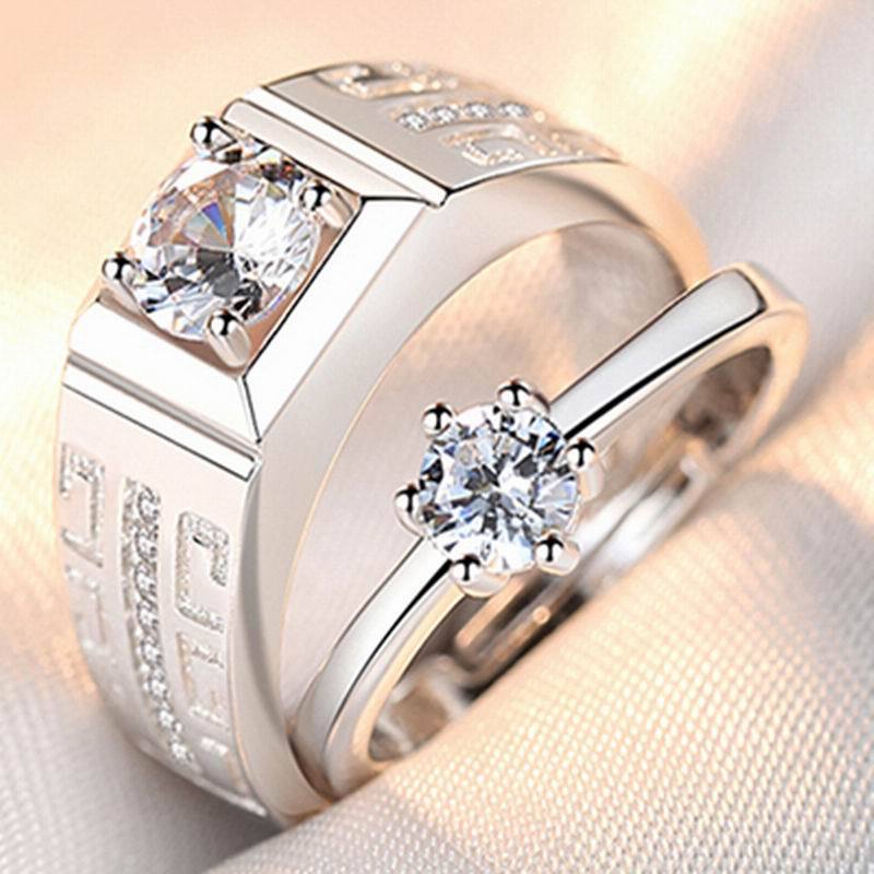 Women's & Men's Couple Simulation Diamond Opening Zircon Classic Rings