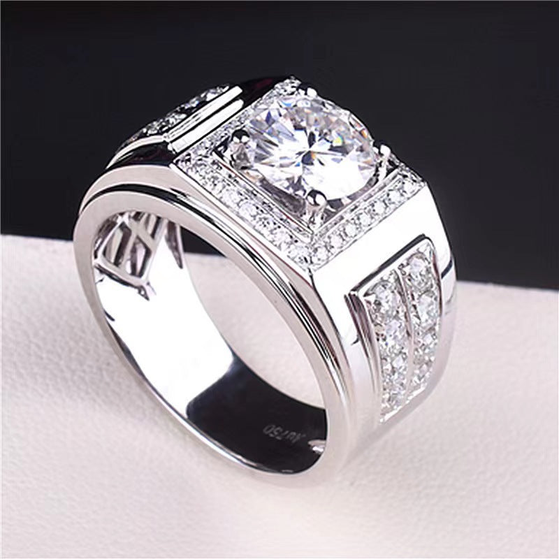 Men's Source Moissanite Open Mouth Man's Domineering Opening Adjustable Ring