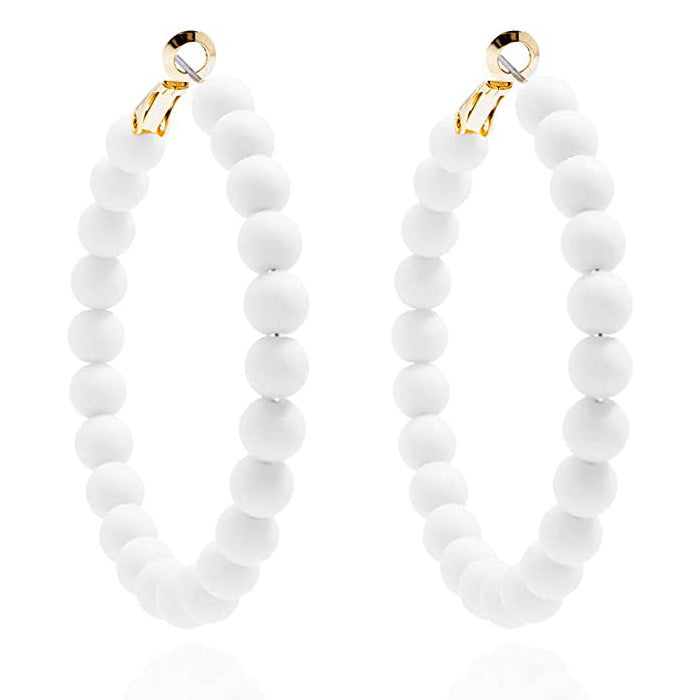 Women's Summer Colorful Acrylic Beads Round Bohemian Fashion Handmade Earrings