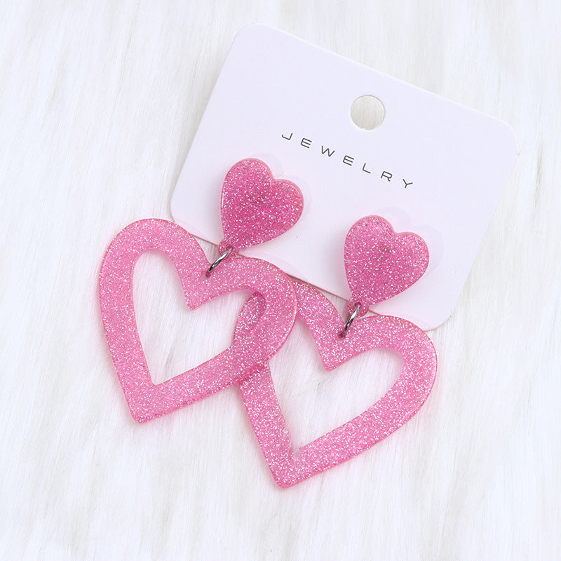 Women's Heart Valentine's Day Simple Acrylic Niche Earrings