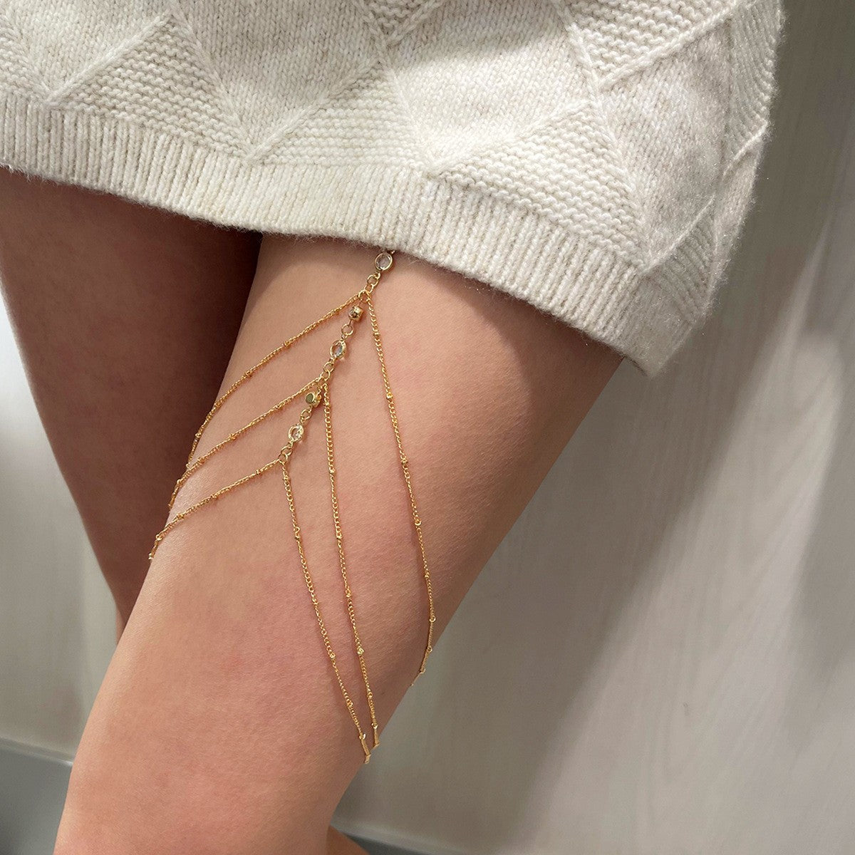 Women's Chain Leg Gold Sexy Big Diamond Clip Anklets