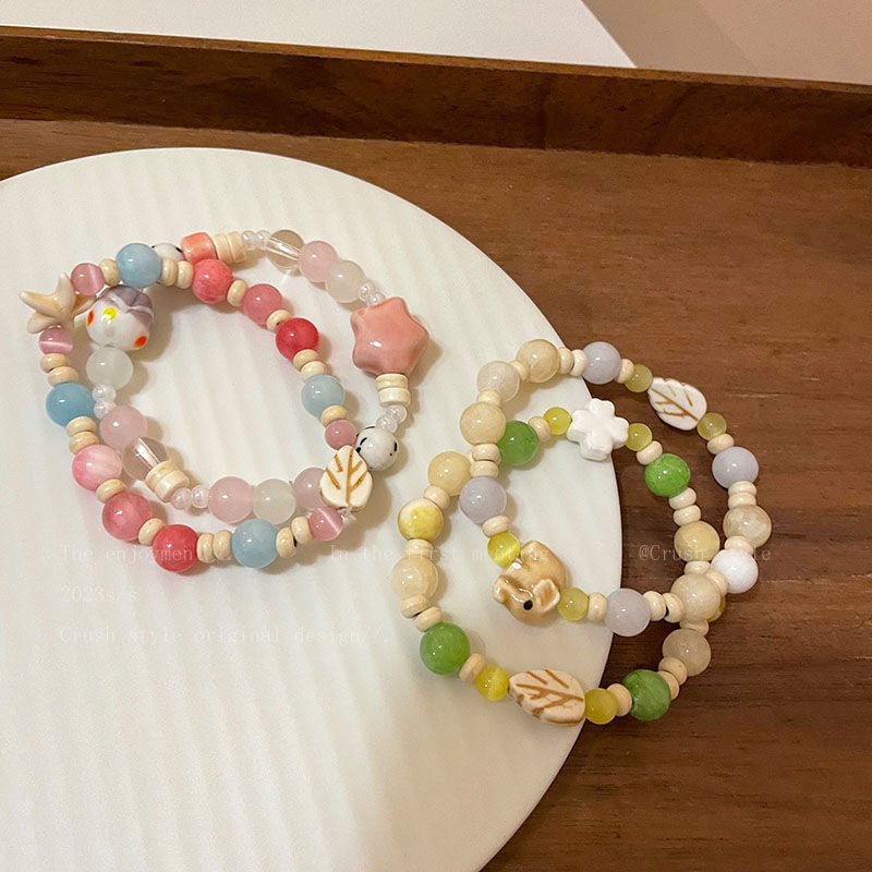 Women's Macaron Color Ceramic Beaded Niche Girlfriends Dopamine Bracelets