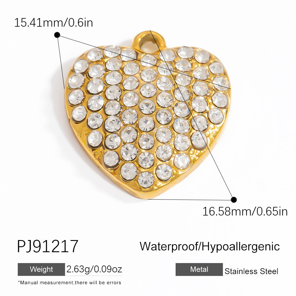 Inlaid Color Diamond Candy Moon Heart Earrings