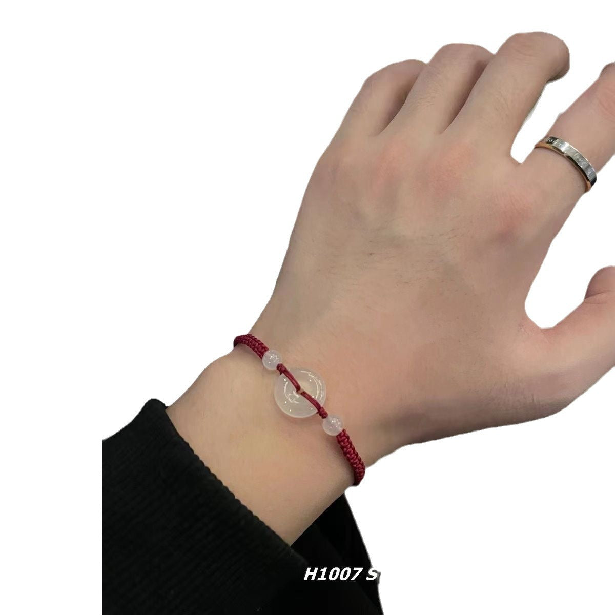Women's & Men's Couple Pair Imitation Jade Woven Hand Strap For Girlfriend Safety Bracelet
