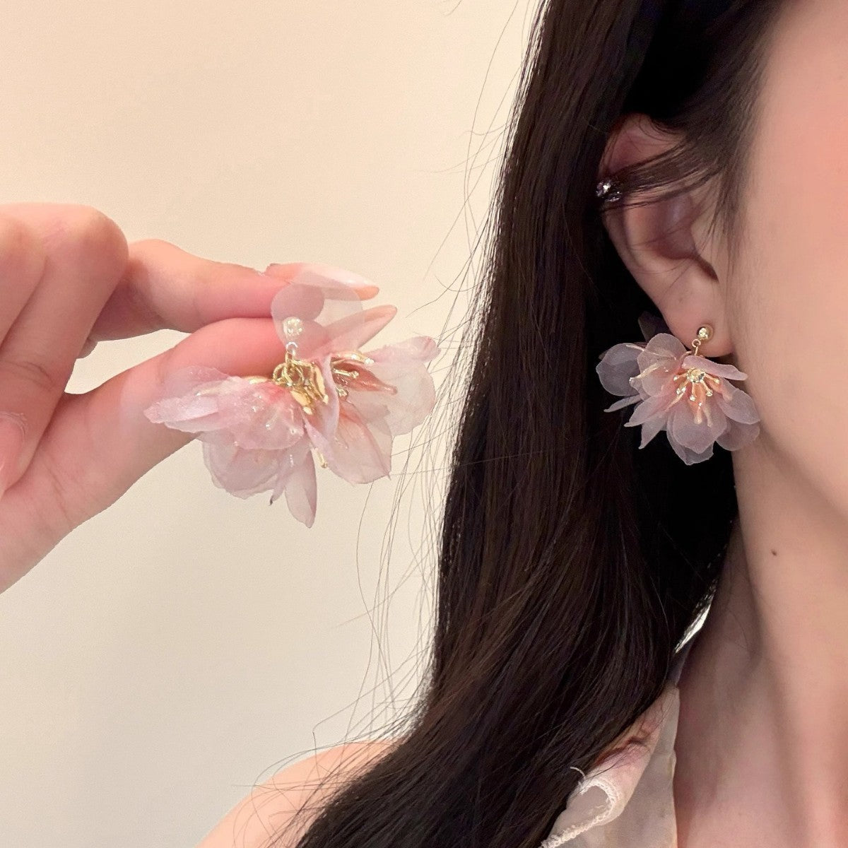 Opening White Seaside Holiday Purple Flower Female Graceful Mori Style Rings