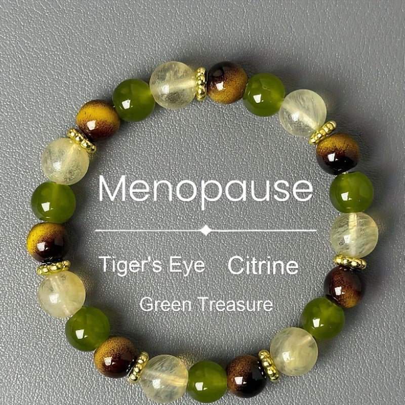 Stone Tigereye Watermelon Crystal Glass Hand Bracelet