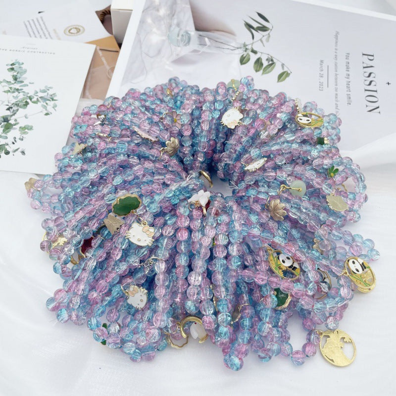 Camellia Little Daisy Crystal Girlfriends Color Glass Chipping Bracelet