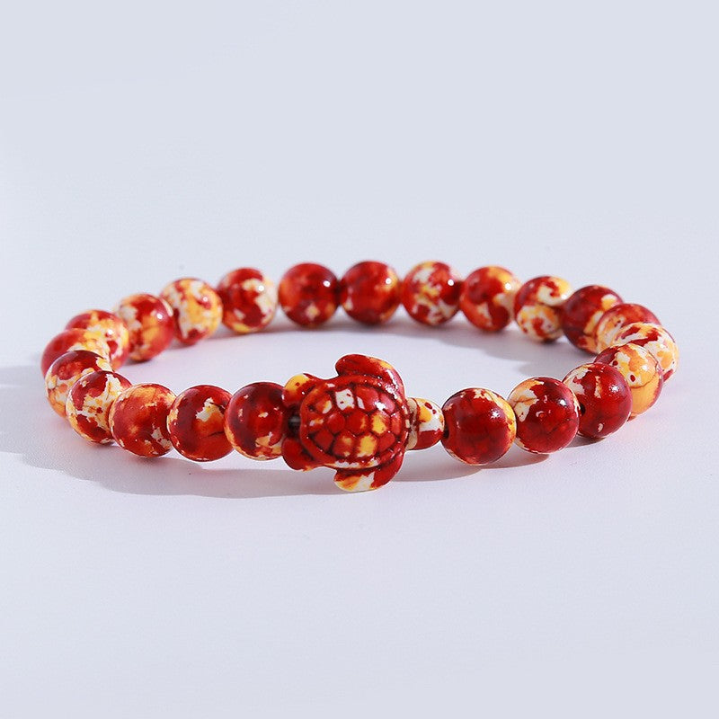 Women's Hand Cross Color Wooden Bead Beaded Bracelet