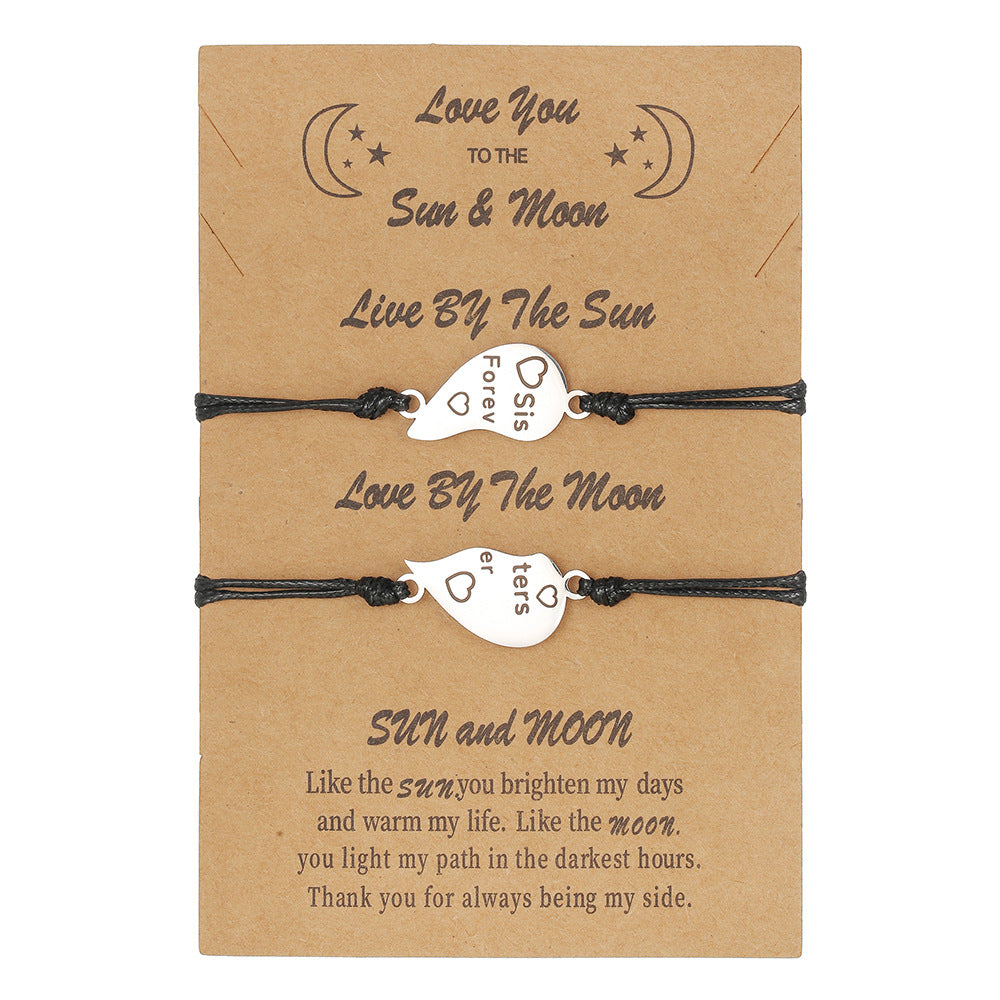 Steel Love Friends Woven Fashion Lettering Adjustable Carrying Bracelet