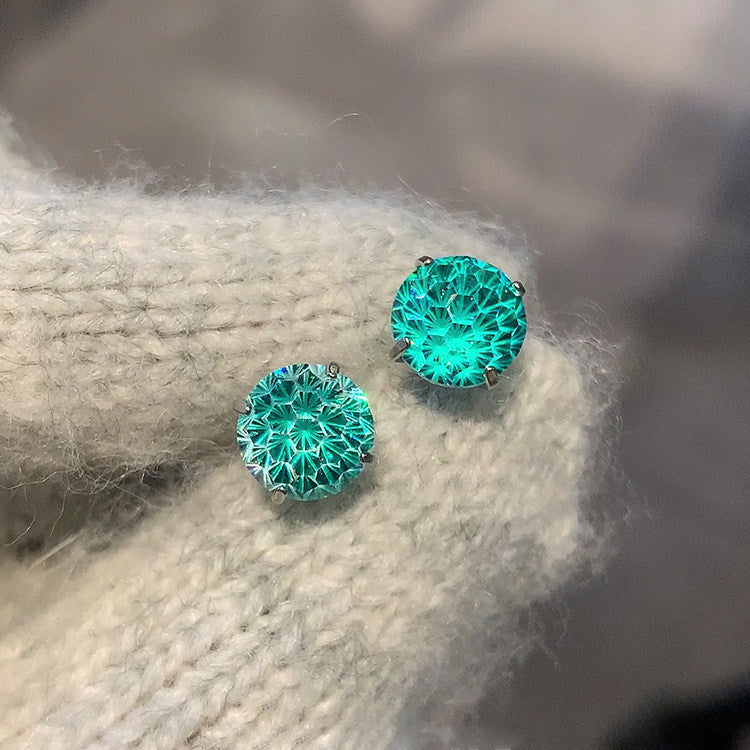 Women's Paraiba Green Fireworks Cut Beautiful Ear Bone Rings