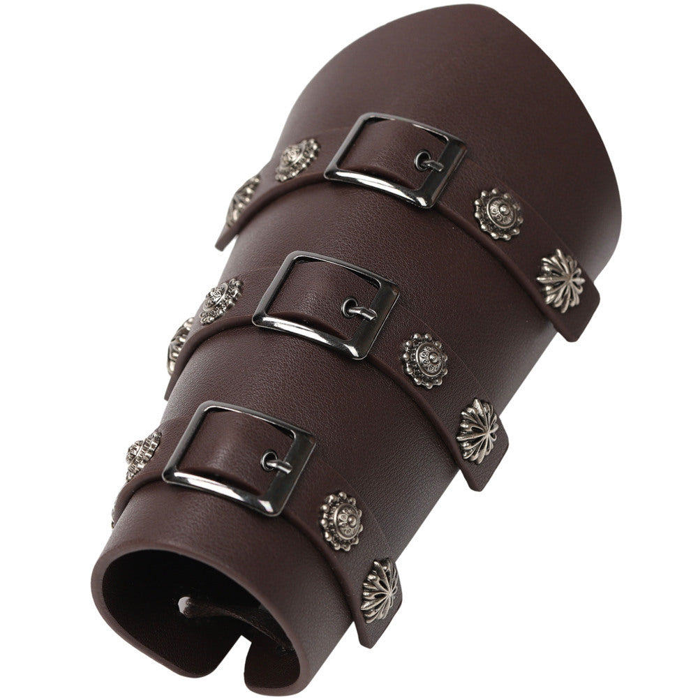 Exaggerated Personalized Leather Punk Cycling Arm Guard Medieval Knight Bracelet