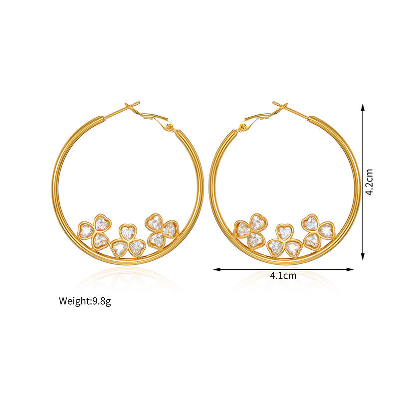 Round Female Special Interest Light Luxury Gold-plated Stainless Jewelry Set