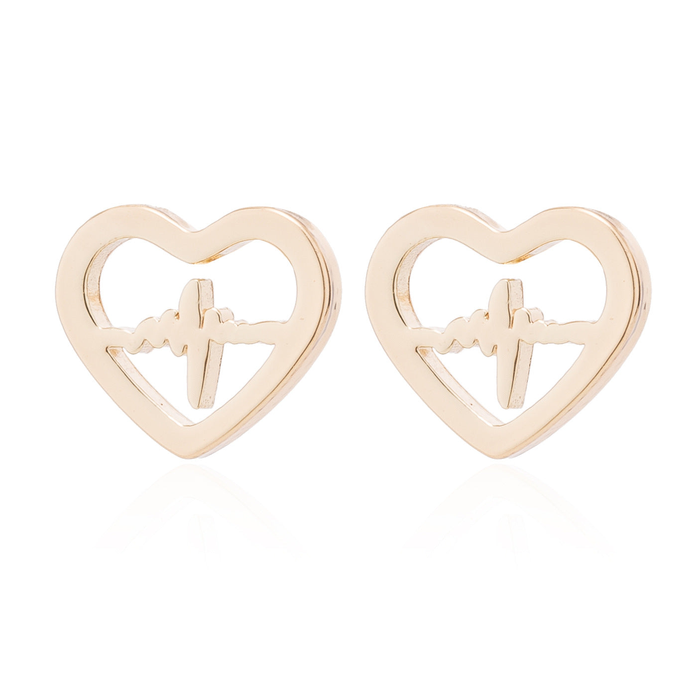 Women's Stainless Steel Geometric Gesture Love Heart Stud Earrings