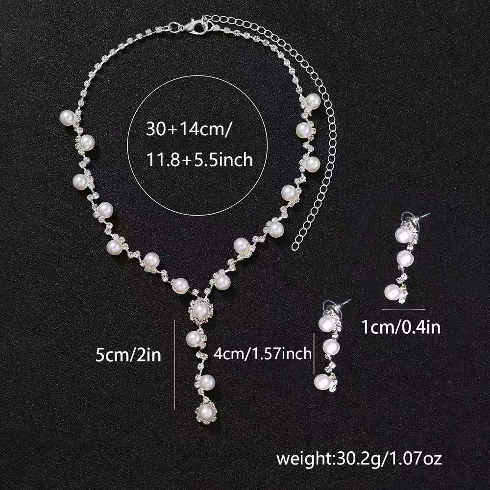 Bridal Popular Sunflower Rhinestone Pearl Two-piece Jewelry Set