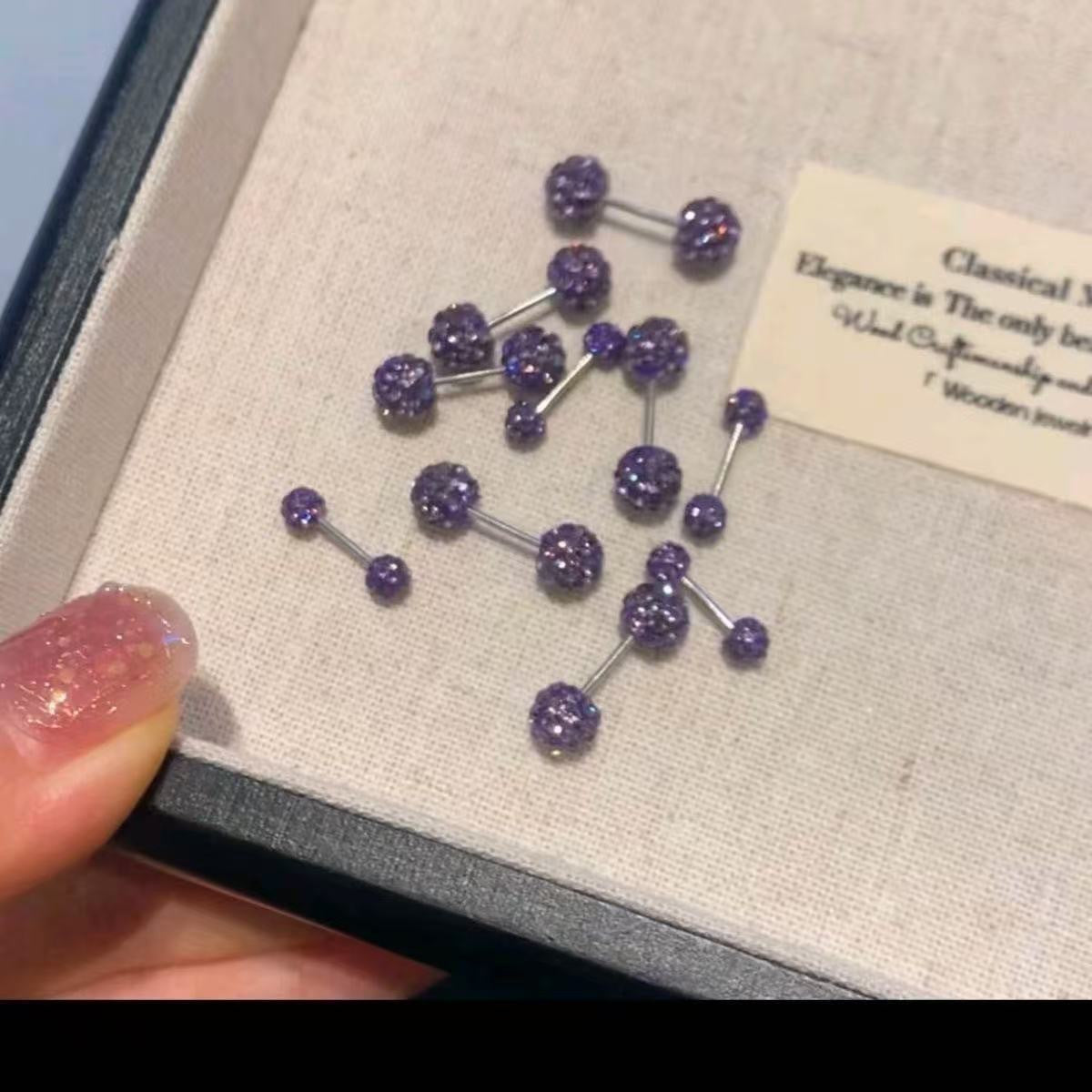 Women's Purple Full Diamond Spiral Clay Ball Light Luxury High-grade Rings