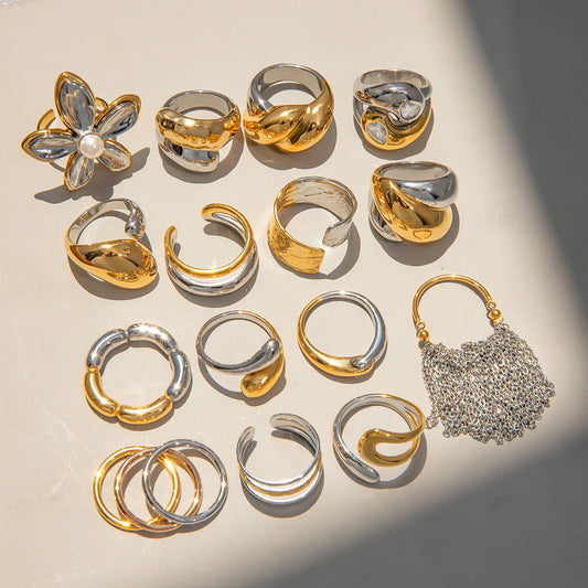 Ornament Stainless Steel Flower Simple High-grade Rings