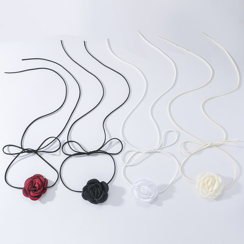 Black Beige Wine Red White Flower Vintage Court Collar