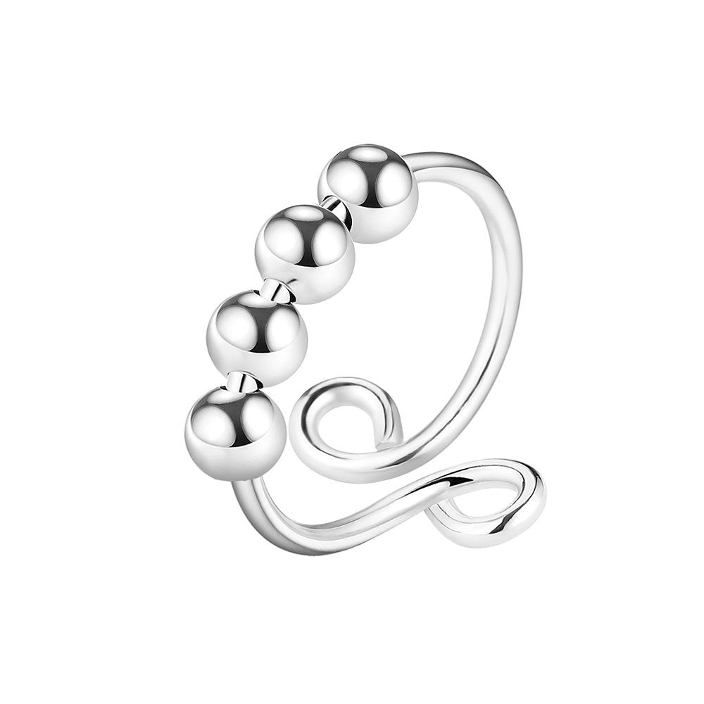 Women's Anxiety Spinning Opening Adjustable Rotating Flower Little Ring