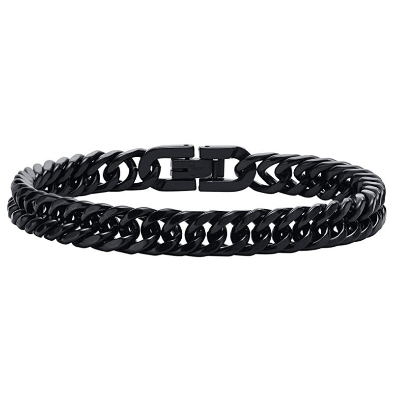 Steel Four-sided Grinding Double Woven Hip Hop Trend Versatile Simple Necklace