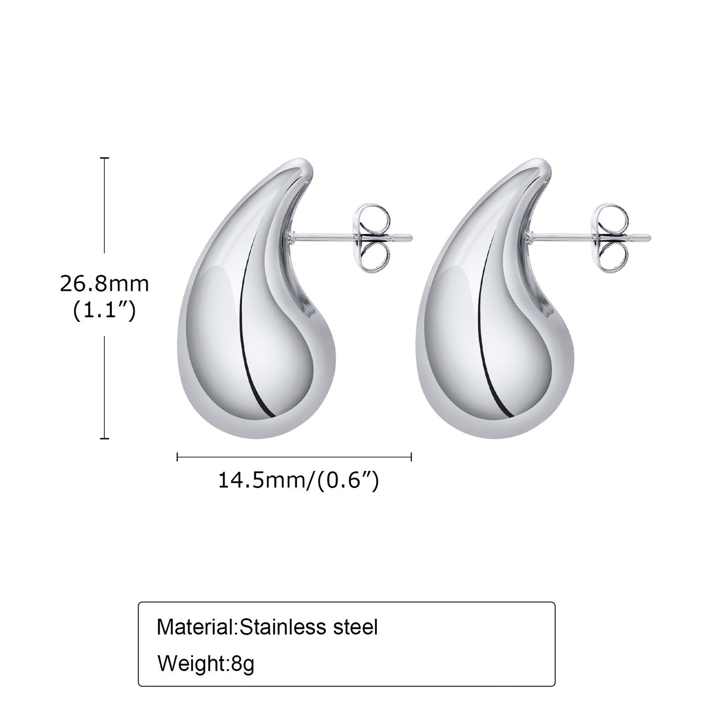 Exaggerated Stainless Steel Hollow Geometric U-shaped Curved Rings