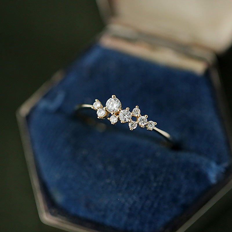 Star Fashion Personalized Minority Design Sense Inlaid Zircon Open Mouth Ring