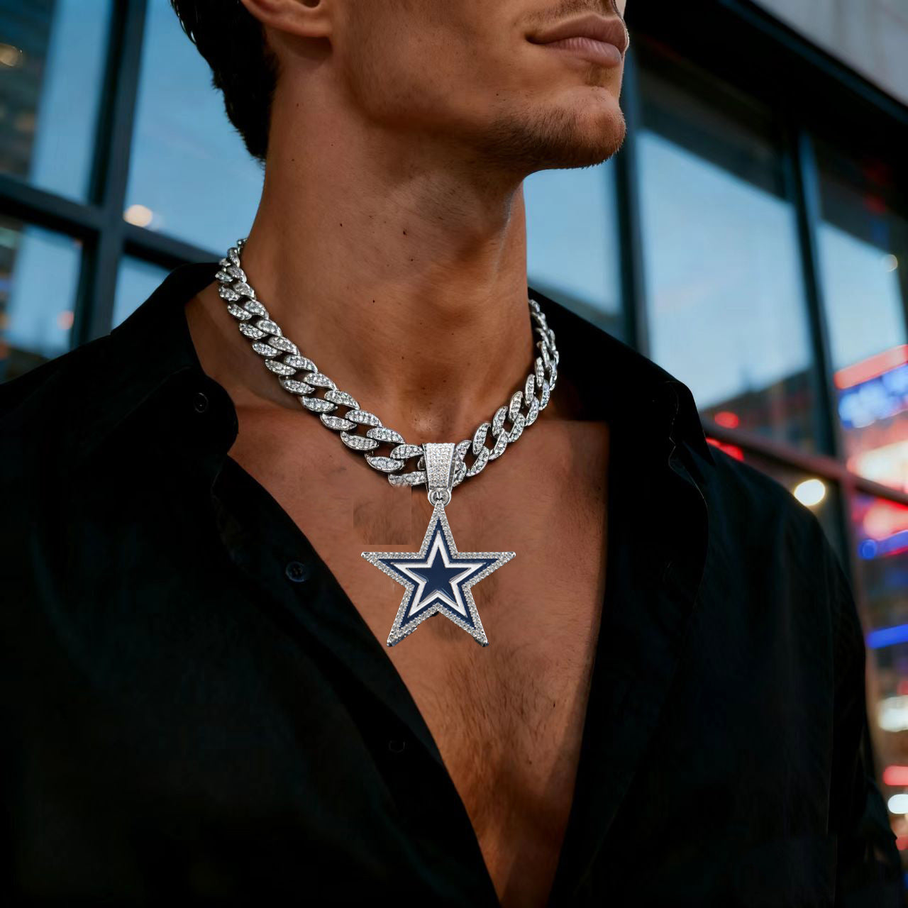 Blue Dripping Dallas Cowboy Rugby Team Pendants