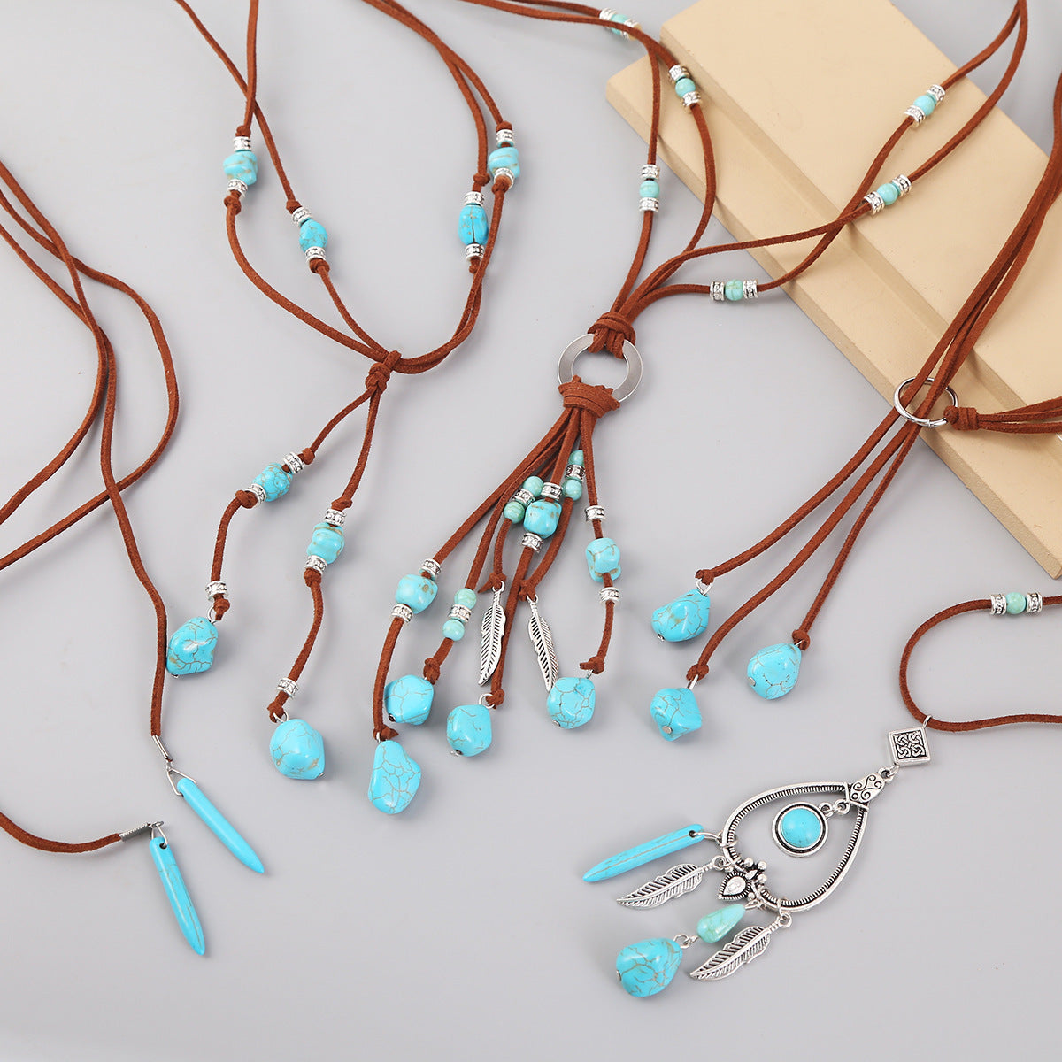 Bohemian Ethnic Style Turquoise Vintage Long Sweater Necklace