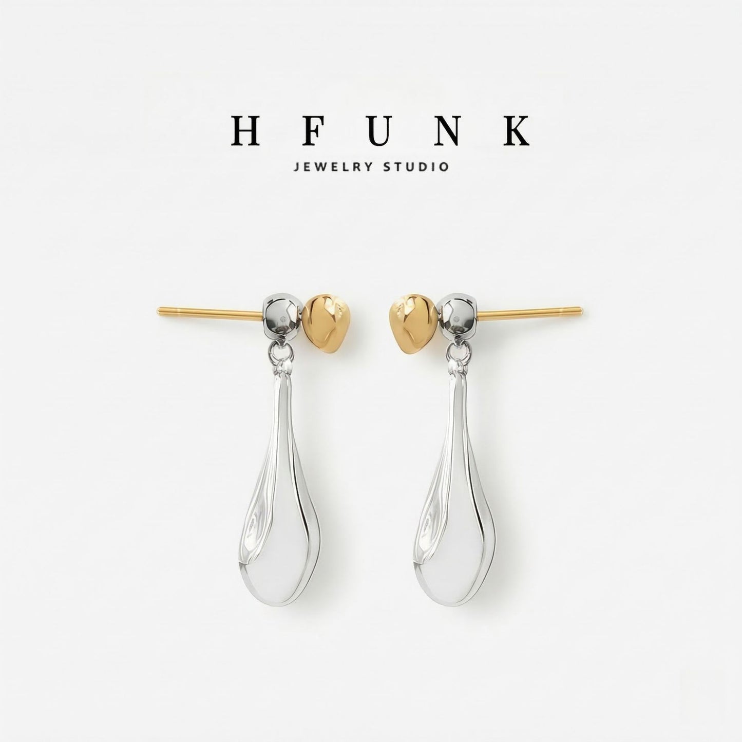 Women's Two-color Water Drop High-grade Simple Gold Stud Earrings