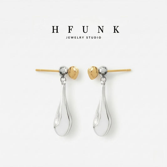 Women's Two-color Water Drop High-grade Simple Gold Stud Earrings