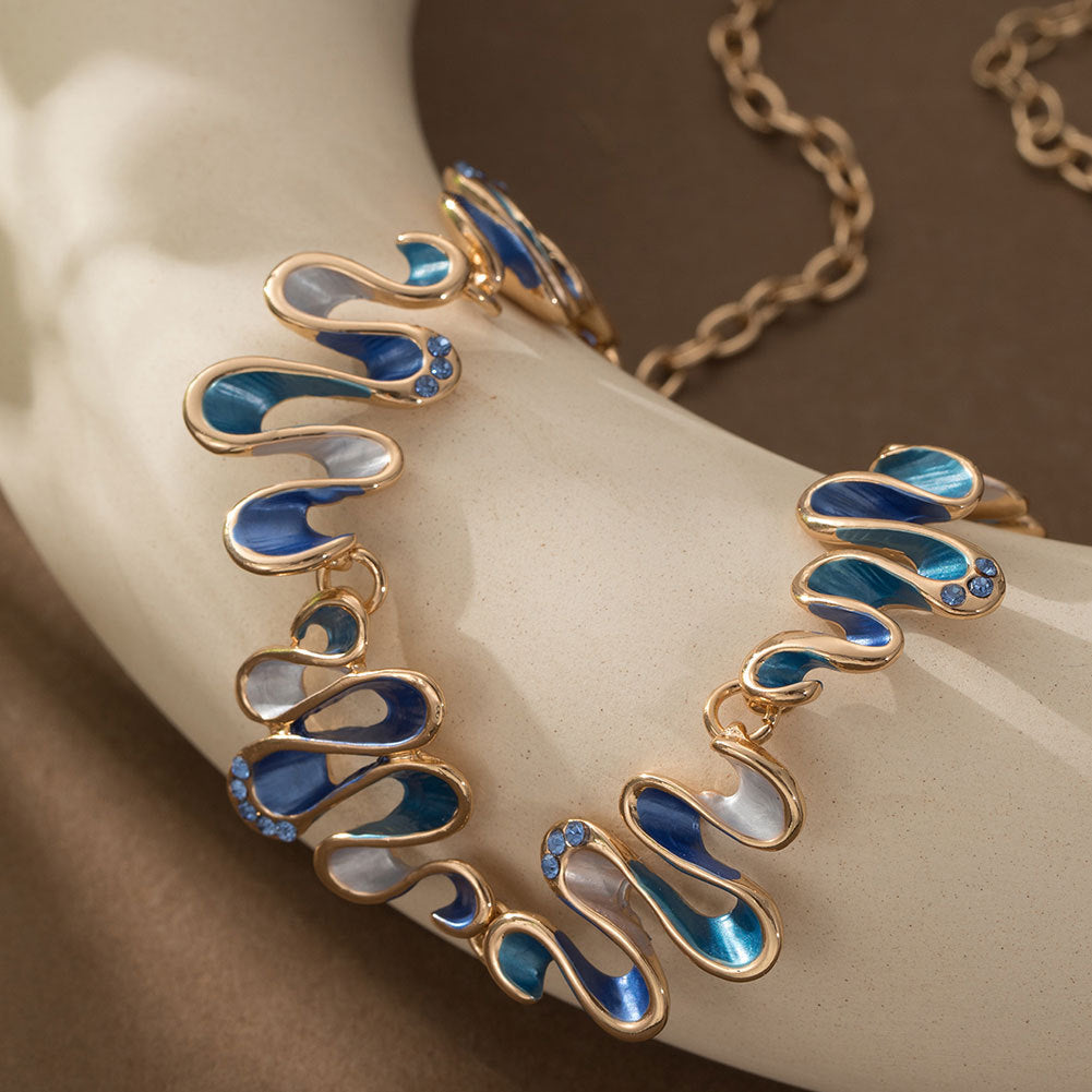 Women's Oil Dripping Design Painting Ripple Geometric Jewelry Set