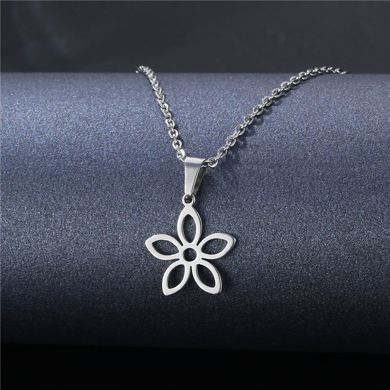 Stainless Steel Cut Hollow Geometry Tag Necklace