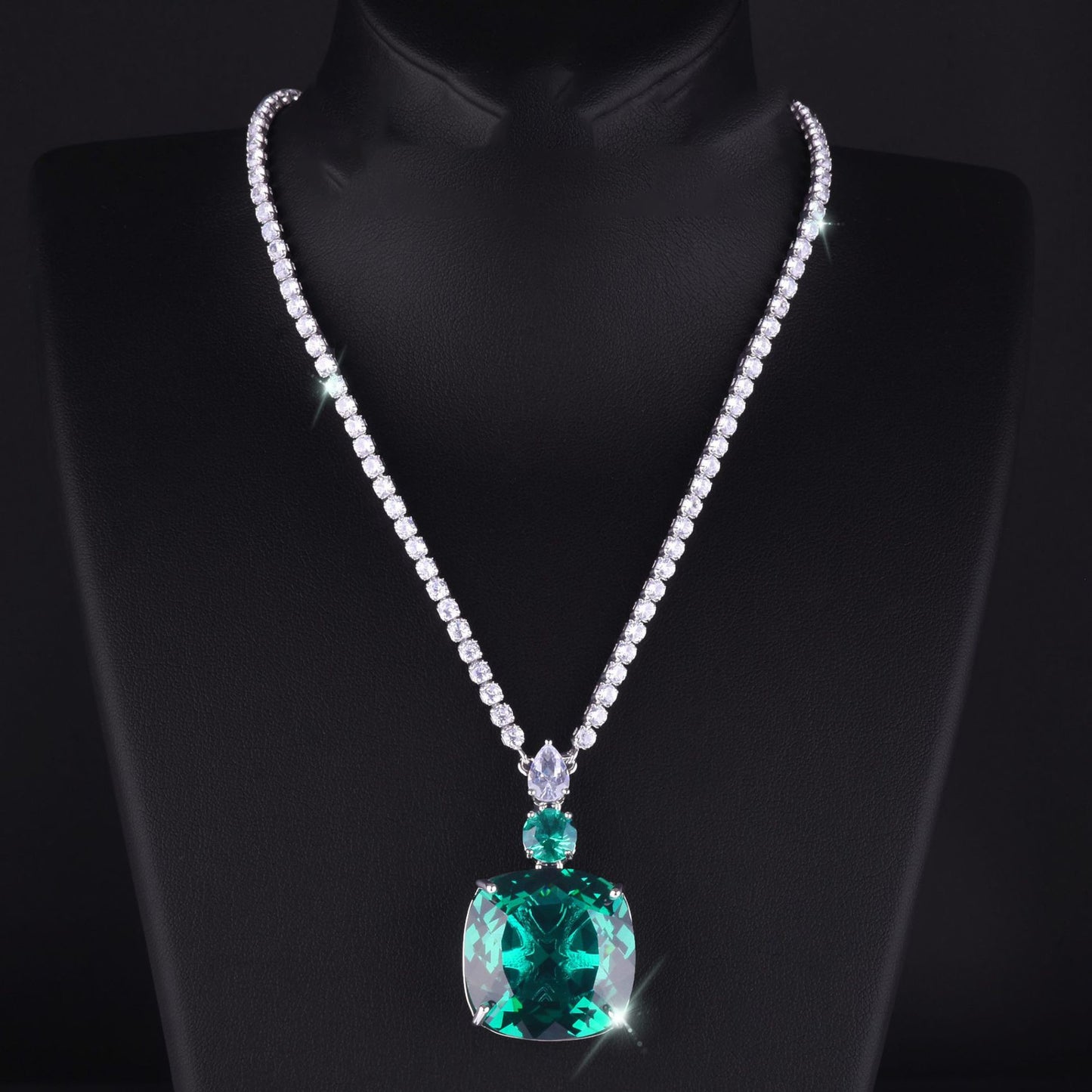 Women's Live Streaming Imitation Paraiba Luxury Full Diamond Redstone Jewelry Set