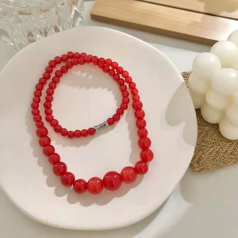 Women's Chalcedony Crystal Graduated Strand Fashion Live Broadcast Necklaces