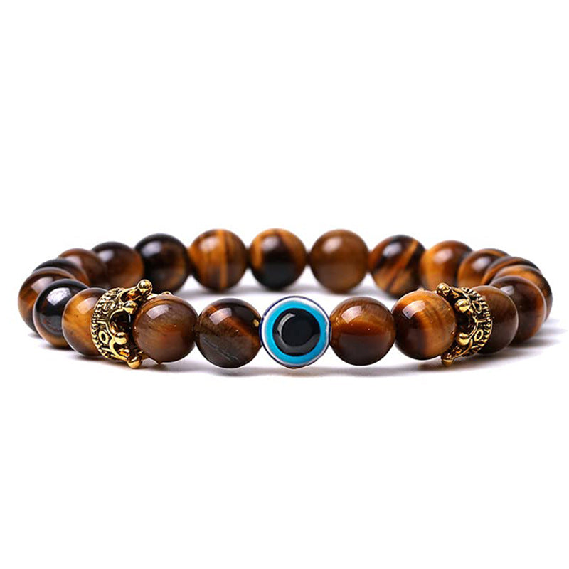 Women's & Men's Natural Turquoise Crown Evil Eye Stone Bracelets