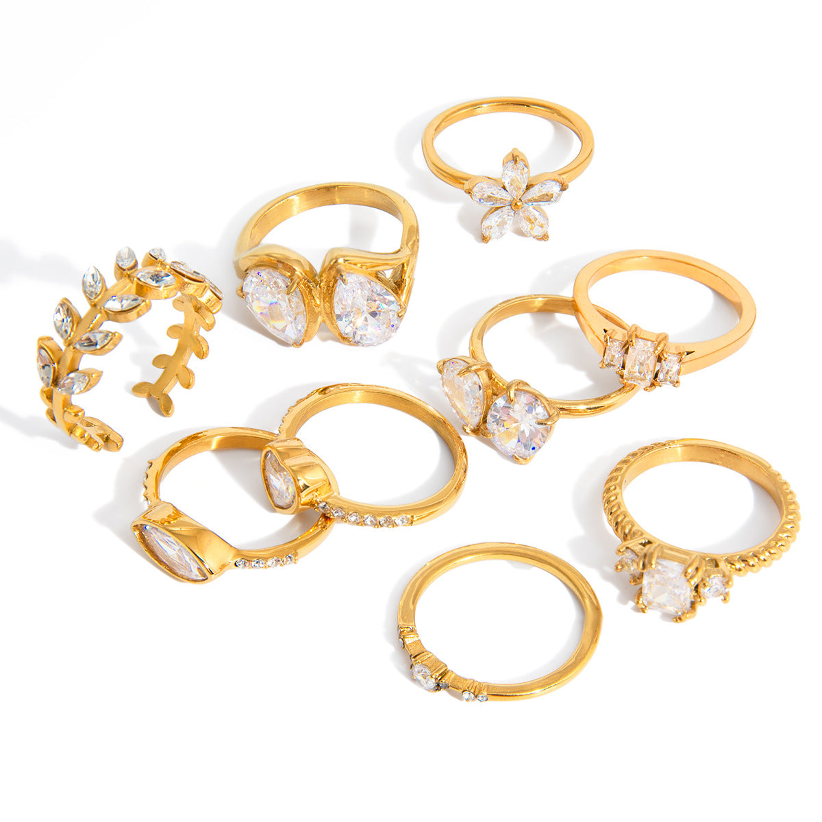 Stainless Steel Dropper Zircon Titanium Light Luxury High Sense Ring